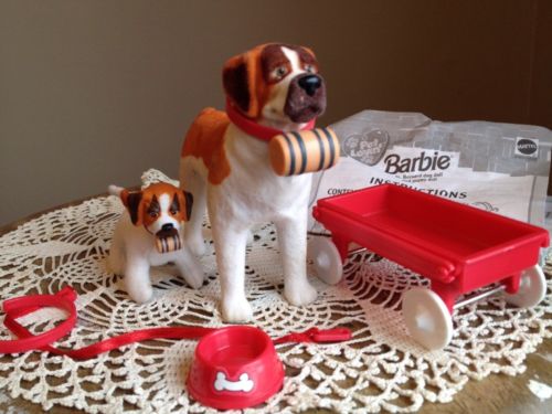 Mattel 1998 #20847 Barbie Pet Lovin St. Bernard & Puppy with accessories
