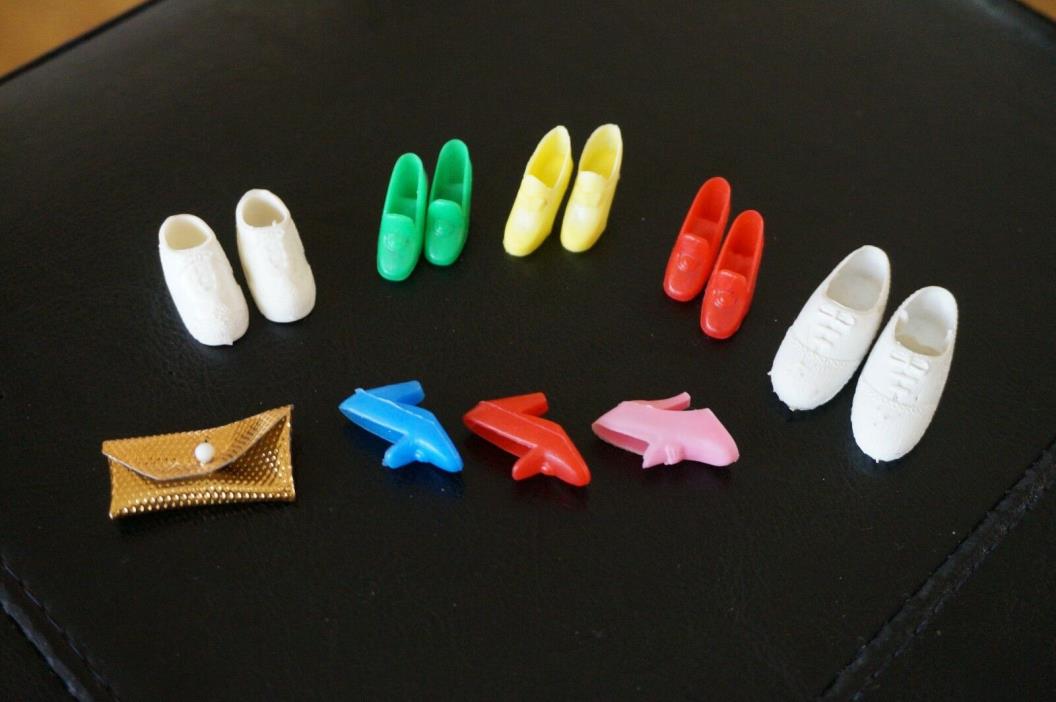 BARBIE Accessory Vintage Mattel Shoes Lot Set Blue Red Green White Yellow Doll