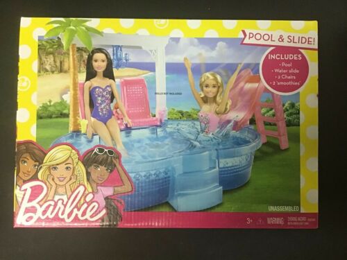 Playset Pink Glam Set Summer Beach Swimming Pool Barbie Doll Slide Gift Toy Set