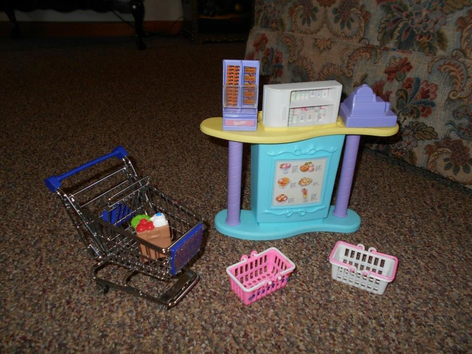 Barbie Shopping Play Lot/cart/cash register/counter/baskets/accessories