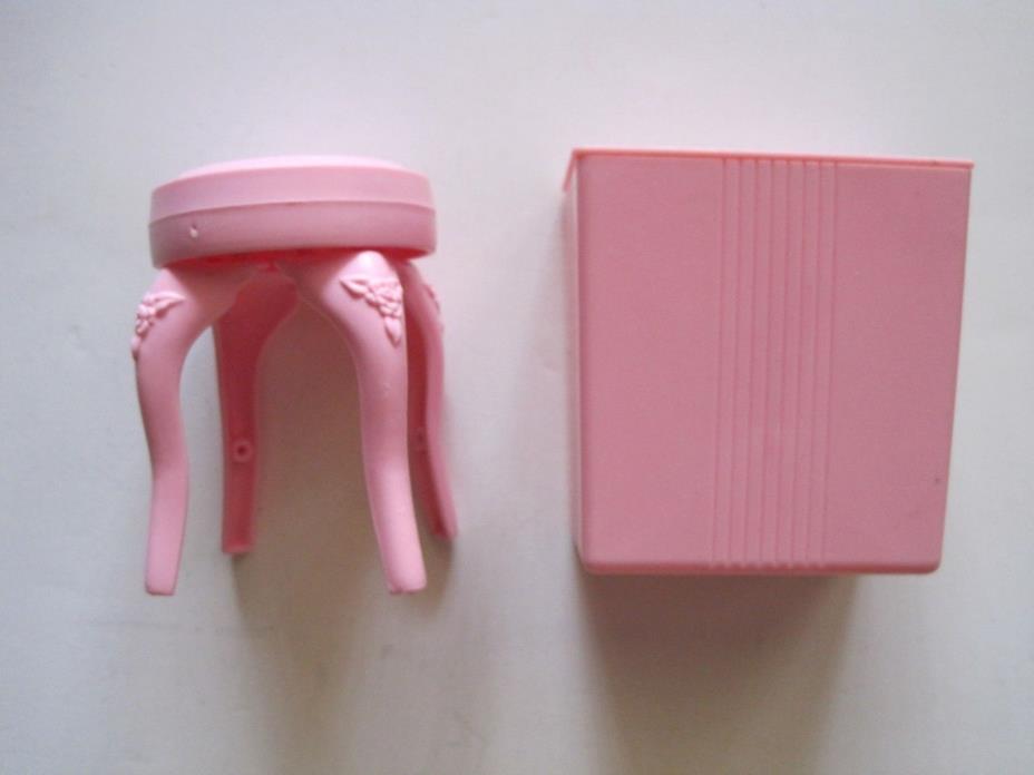 Vintage Barbie Pink Vanity Stool and Hamper
