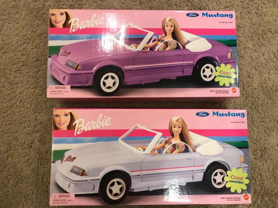 (2) Barbie Ford Mustang Convertible, Brand New, 2002