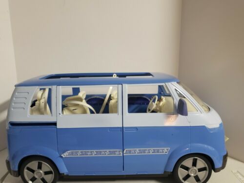 Vintage 2002 Mattel BARBIE Blue VW Volkswagon Micro Bus Van - Horn Works