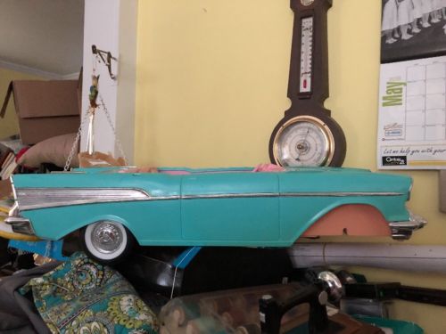 Vtg 1988 BARBIE 57' CHEVY BEL AIR Convertible Car Teal and Pink Chrome For Parts