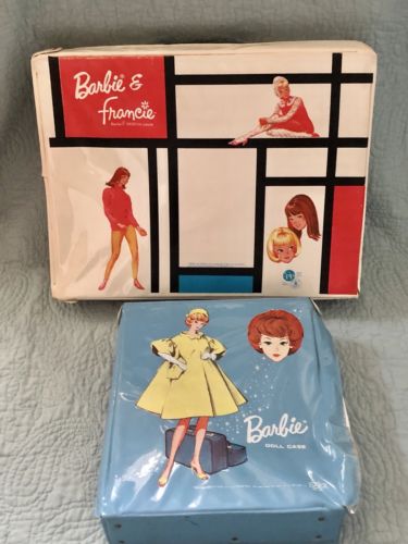 Vintage Barbie 1963 & 1965 Blue Francie White SPP Doll Case Trunk Lot