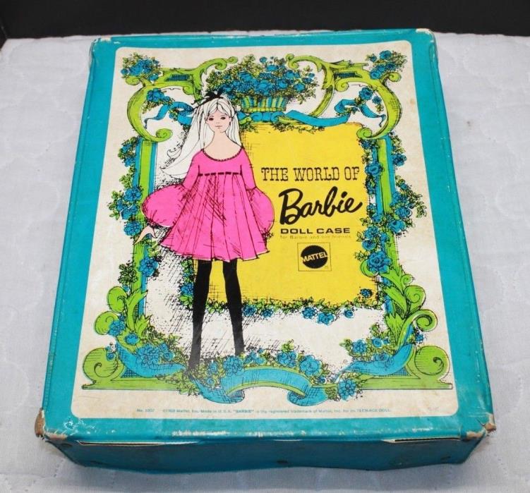 The World Of Barbie Doll Case Blue Vintage 1968 Carrying Case