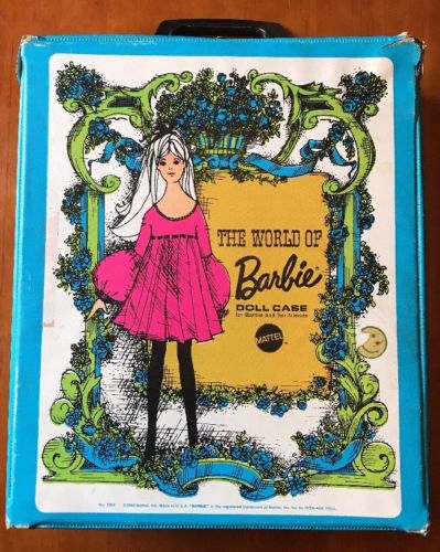 Vintage 1968 Mattel The World Of Barbie Doll Case # 1002, blue/green. Case only.