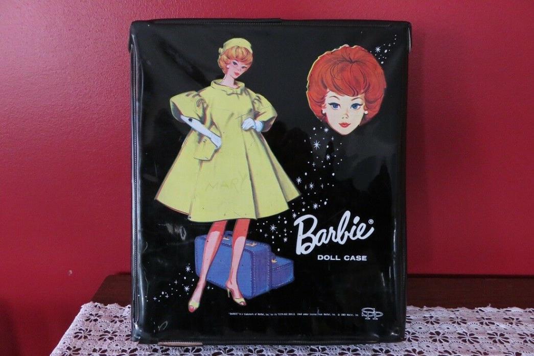 Vintage Barbie Doll black case 1963 bubble cut Red Flare in yellow