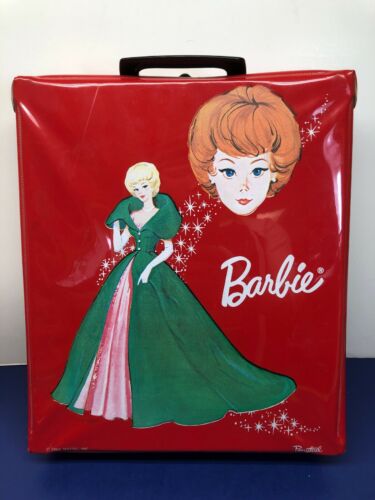 12x10x3 Vintage Mattel Barbie Doll Case 1963 Excellent Condition Red W/ Hangers