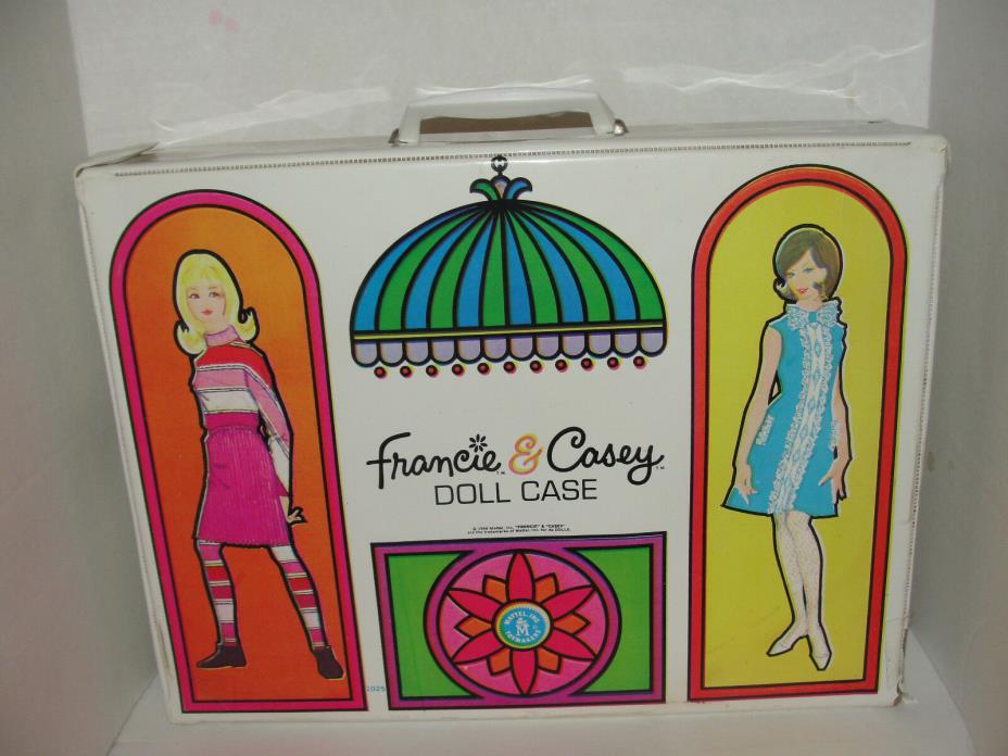 Vintage Mattel Francie & Casey Doll & wardrobe carrying carry case White handle