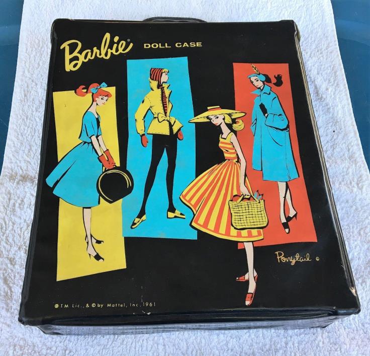 Vintage Barbie Doll Case Trunk Wardrobe 60s Black~fun stuff!