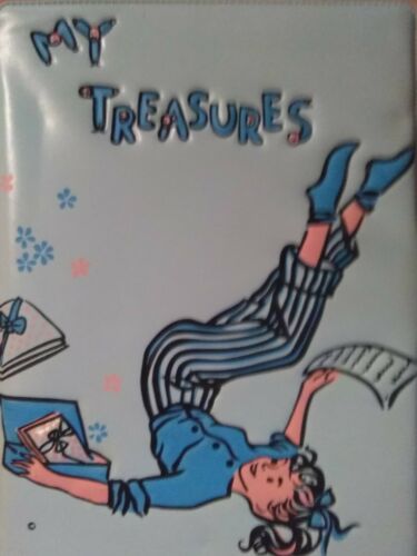Vintage 50`s My Treasures Keepsake Box w/KEY!!!!! NICE!! Blue/Pink