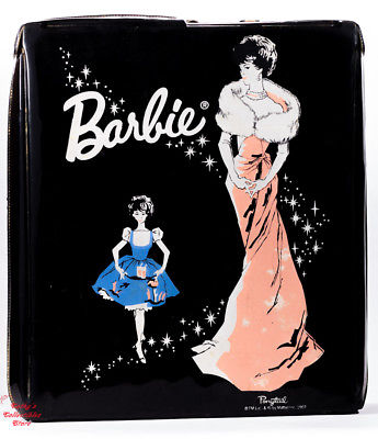 Vintage1962 Barbie Ponytail Fashion Cloths Carrying Case By Mattel Black Vinyl