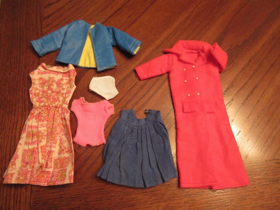 Vintage Barbie Doll Red Coat&5 Pcs. Clothes