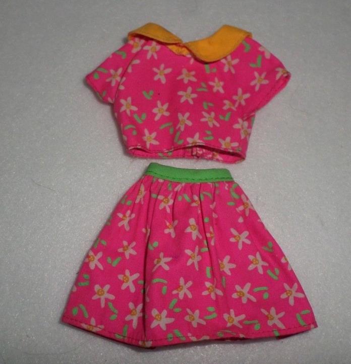 Vintage Barbie Skipper Pink with Flower Shirt & Skirt