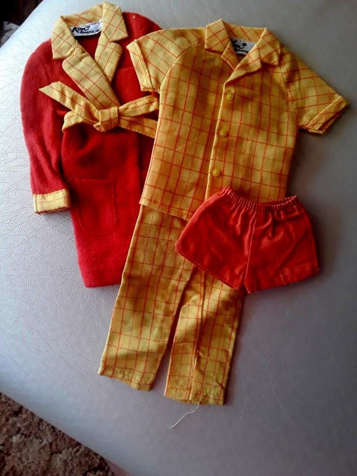 Barbie Ken 1969 Breakfast At 7 #1428 Robe Top Pants Shorts Very Good - Mint