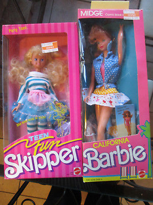 Vintage Mattel Midge Barbie Doll California 4442 1987 Fun Skipper 5899 NIB l W33