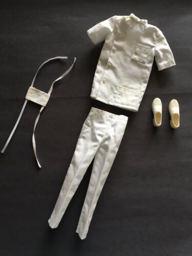 Vintage Barbie DR. KEN #793 Crisp White Doctor Uniform With Mask & Shoes 1963