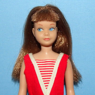 1960s Barbie Straight Leg SKIPPER Doll Light Brown Hair Original Swimsuit Clean