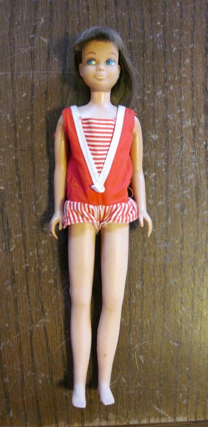 Vintage Barbie Brunette Straight Leg Skipper Doll w/ Orig Swimsuit  Clean
