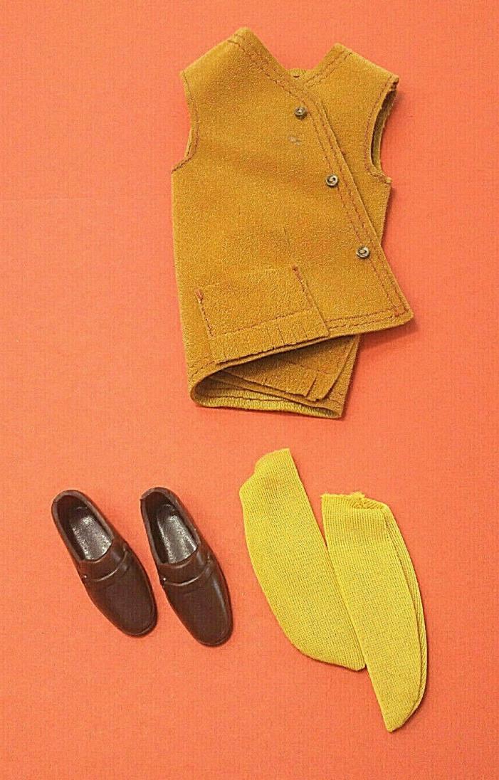 Ken Doll Vintage 1971 Suede Scene Mod Era Jacket Vest Shoes Socks #1439 Mattel