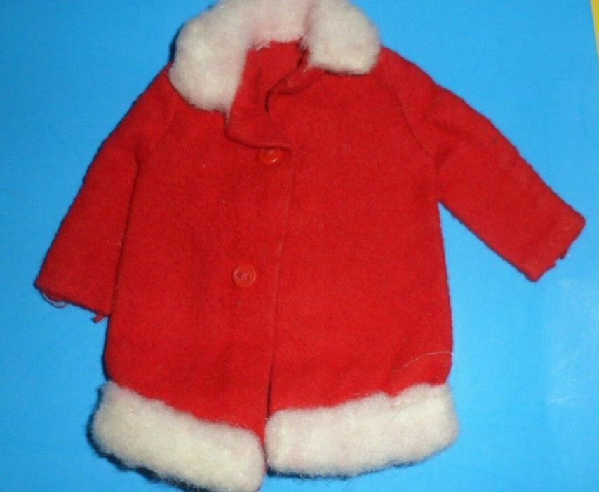 #1926 SKIPPER 1970'S #8613 RED FLANNEL  coat White fun fur  doll clothes Vintage