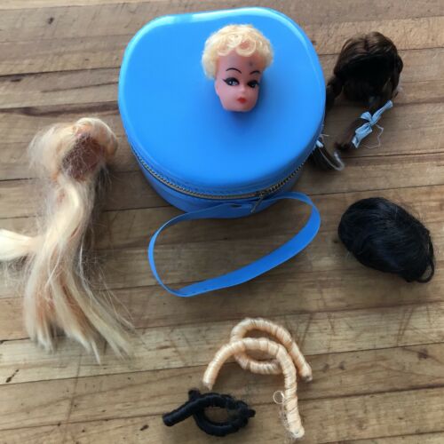Vintage Barbie Doll Wig Lot 1960s Hair Style Head Carry Case Easter Gift Idea