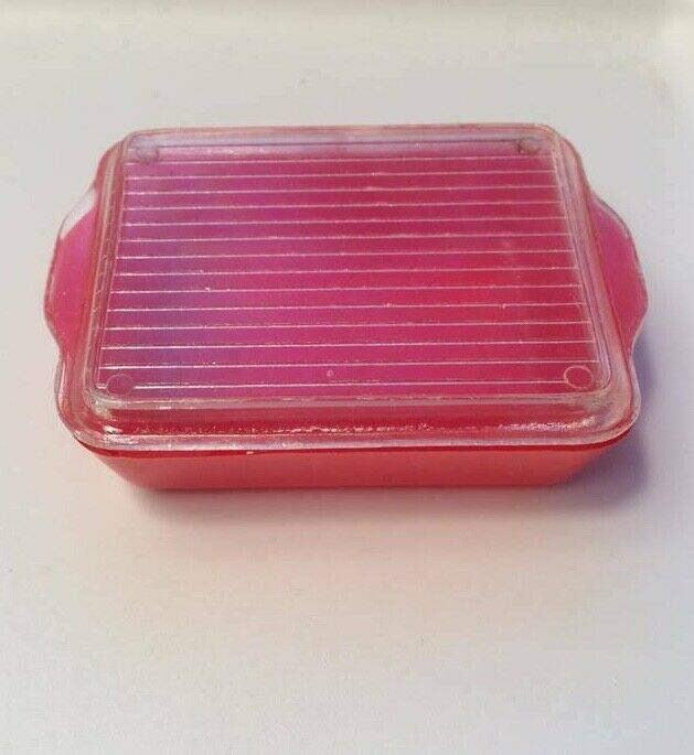 Barbie size Banner Toys RED dish with lid MINI PYREX