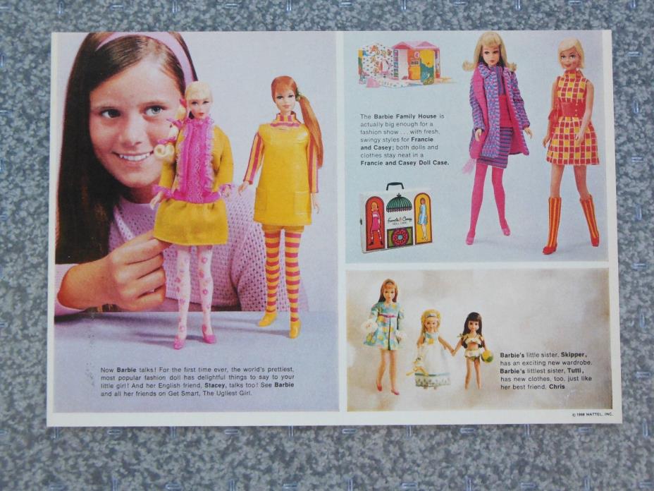 VINTAGE 1968 MOD TALKING BARBIE & STACEY ADVERTISEMENT