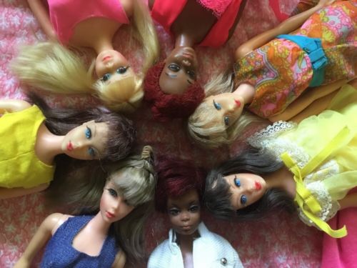 VTG Large Lot Barbie & Friends 7 Mod Dolls, TNTs, Julia, PJ+, Clothes Vintage