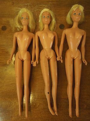 Vintage Lot of 3 Malibu Barbie Dolls and 1 Flip Hair Barbie All Marked 1966 Mod