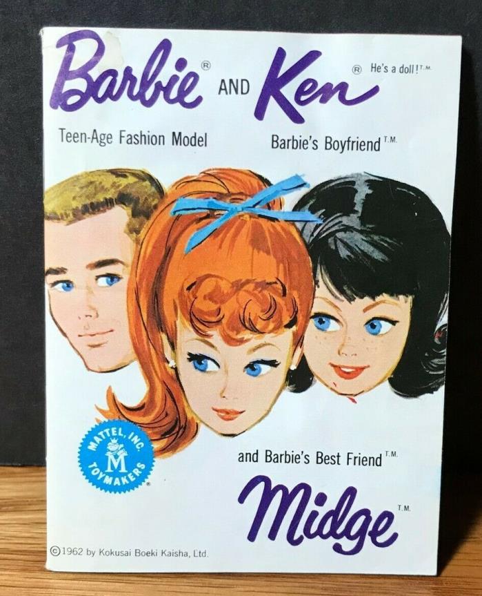 Vintage Mattel Barbie Ken Midge Doll White Mini Fashion Booklet 1962 Japan