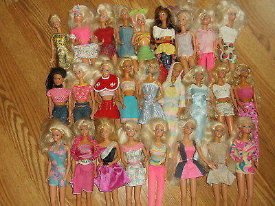 1966 Barbie dolls, 12 inch, lot of 27  ..all dressed, NO SHOES