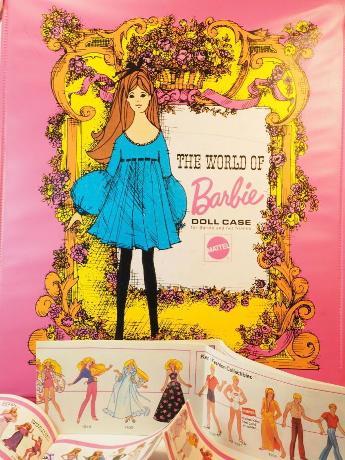 1968 World of Barbie Doll case box suitcase Mattel miniature plus fashion cards