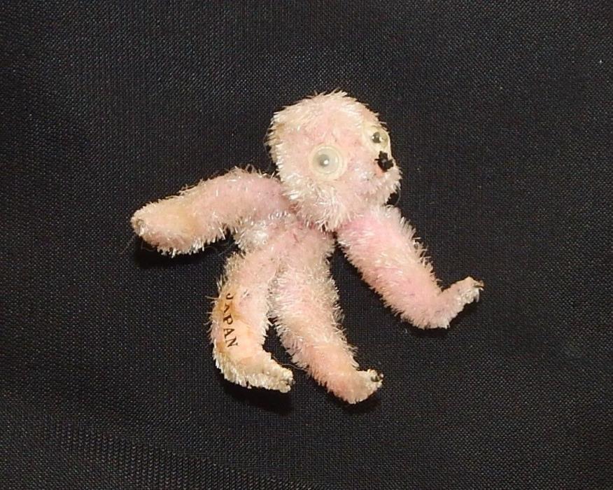 Vintage Japan Tagged Miniature Pink CHENILLE GOOGLY EYED Monkey Tammy Barbie