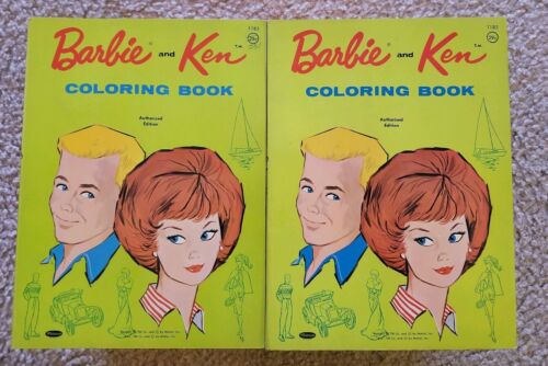 2 (Two) 1962 Whitman Barbie and Ken Coloring Books 1183 Paperback Vintage Used