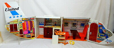 Barbie Friend's Ship United Airlines Airplane Playset 1972 Fold Out Mattel