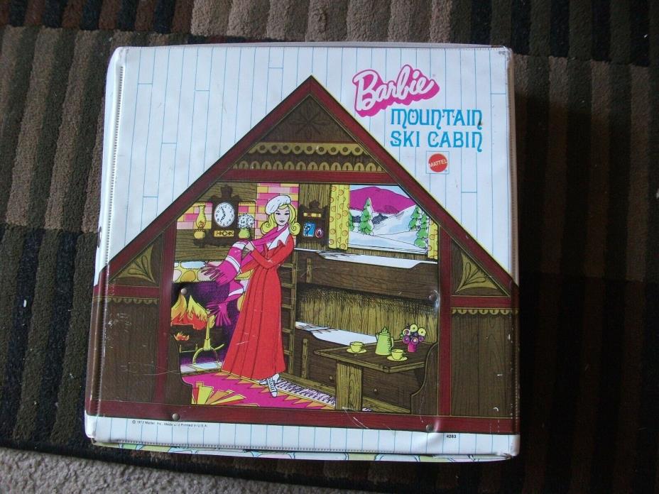 VINTAGE 1970'S Barbie Mountain Ski Cabin Vinyl Folding House Case Mattel