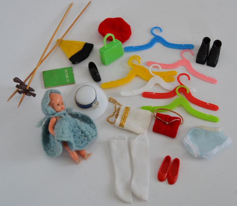 Vintage Huge Lot of accessories including hangers, Skipper shoes Barbie & more