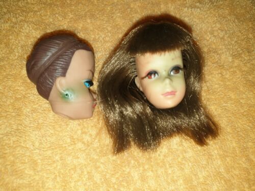 Vintage Barbie Doll TLC Green Lot Fashion Queen Midge & Francie Eyelashes Head