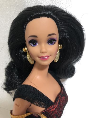 Mattel Barbie Doll Raven Hair Twist & Turn Rooted Eyelashes Figure Hugging Dress
