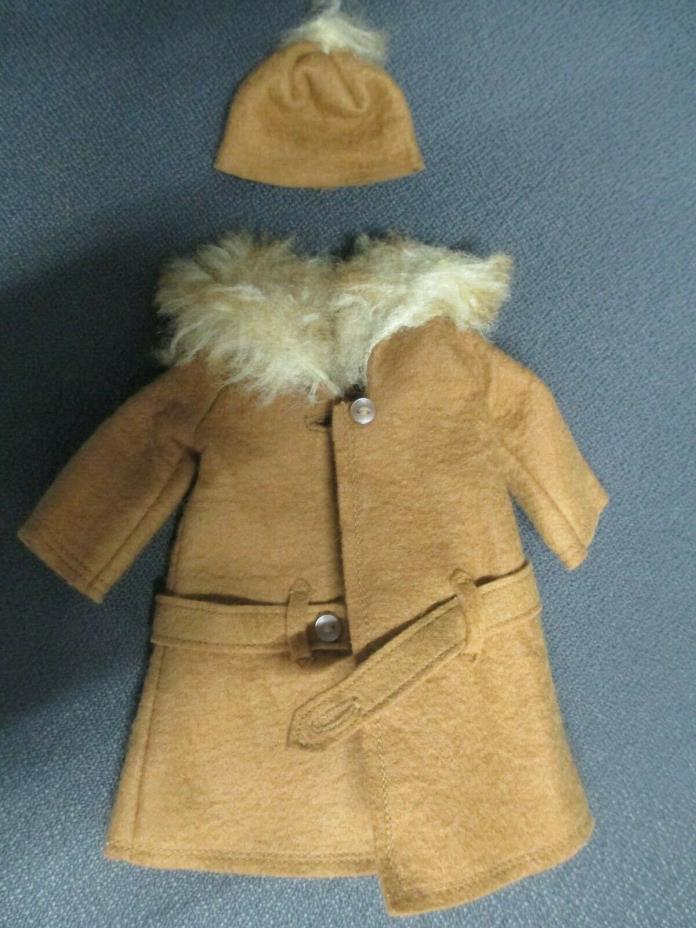 Vtg 1964-66  Brown IT'S COLD OUTSIDE #0819 Barbie Doll Felt/Fur Coat & Hat Nice!