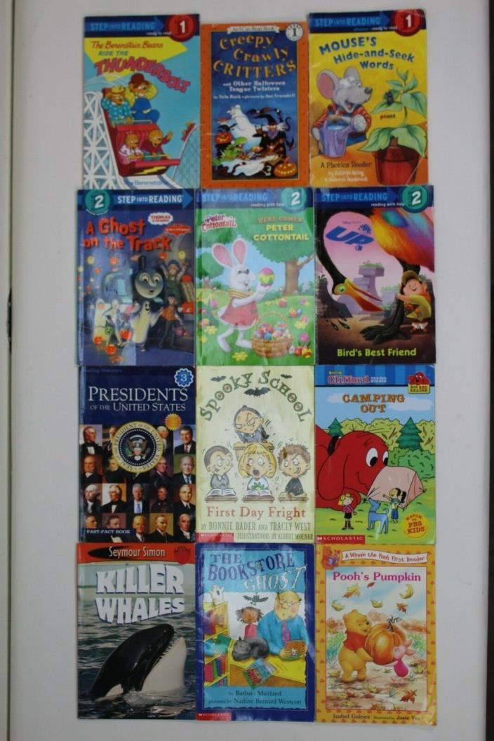 Lot Of 12 Easy Reader Books Steps 1-3 Disney, Clifford, Winnie The Pooh, Thomas