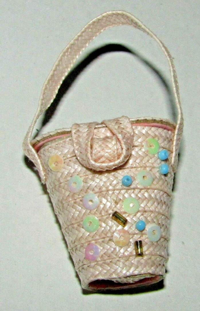 VINTAGE BARBIE PLANTATION BELLE PINK STRAW PURSE MINT