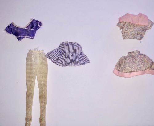 Vintage Barbie 2 3 PIECE  outfit 1960s 1970s Doll clothes Shirt Skirt Stocking