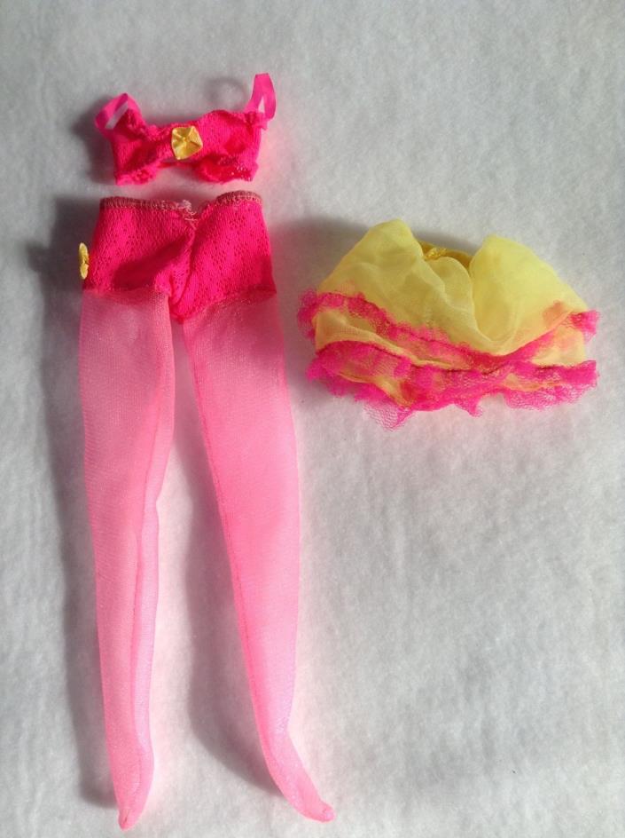Hard to Find Black Tag Vintage Barbie Outfit Pink Yellow Black Barbie Tag