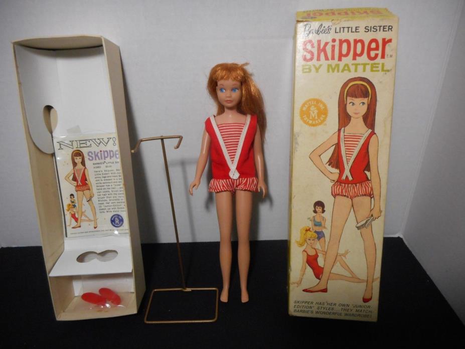 Vintage Barbie SKIPPER 0950 Redhead original box, clothes, shoes, stand, 1963 64