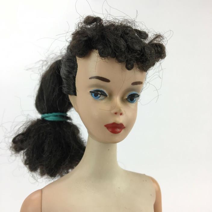 1959 Vintage Mattel Barbie Number 3; Brunette Ponytail; Blue Eyeliner