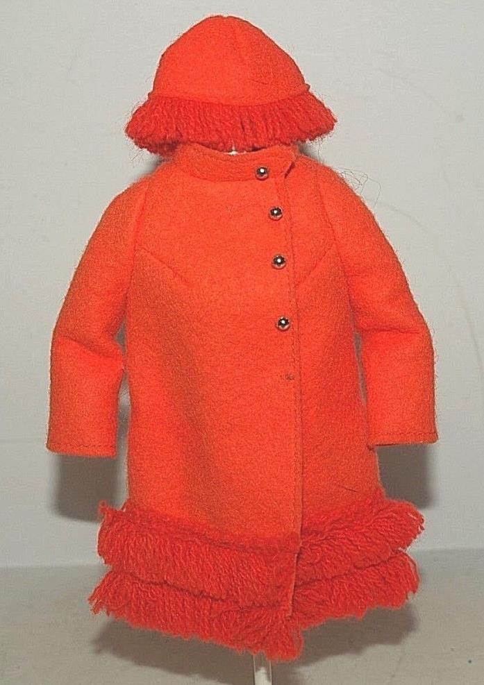 Vintage Mod Barbie Doll FIERY FELT Coat & Hat #1789, VIVID, CLEAN, EXC