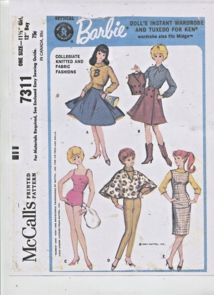 VINTAGE -1964 - STYLISH- BARBIE AND KEN  DOLL WARDROBE PATTERN -#4